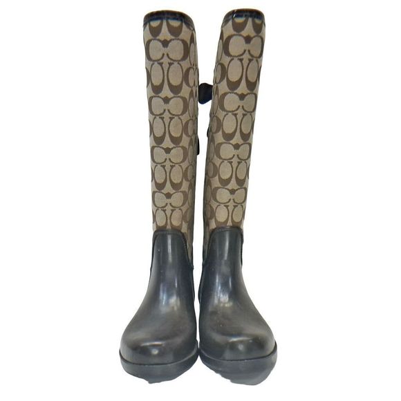 Coach Tristy Brown Lace up rain boot size 9 Authentic - Picture 2 of 7